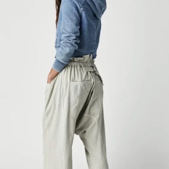 FREE PEOPLE Runyon Oversized Stripe Pants Blue Size Small - Picture 4 of 14